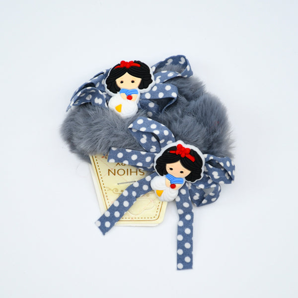 Princess Style Stylish & Fashionable Fancy Faux Fur Girls Hair Scrunchies Set