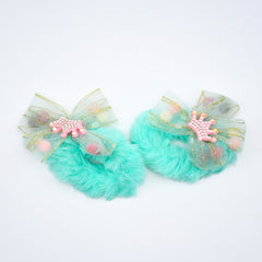 Crown Stylish & Fashionable Fancy Faux Fur Girls Hair Scrunchies Set