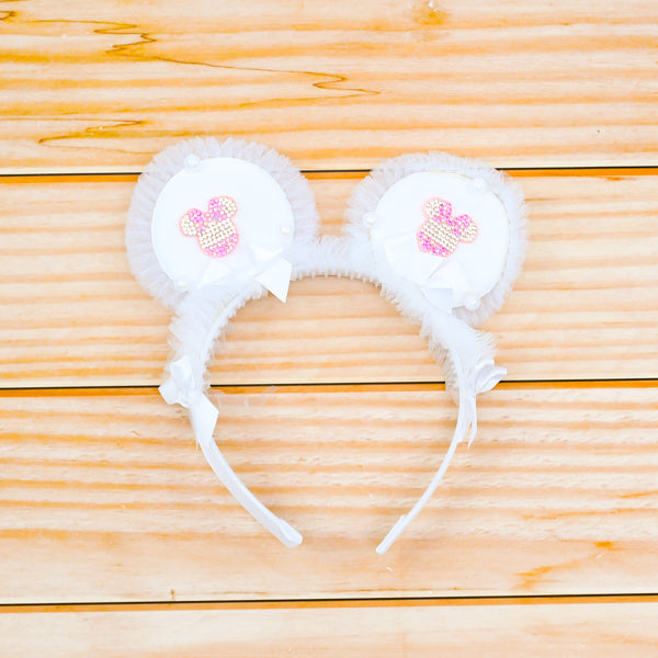 Stylish Minnie Style Crystal & Pearl Embellished Girls Hairband