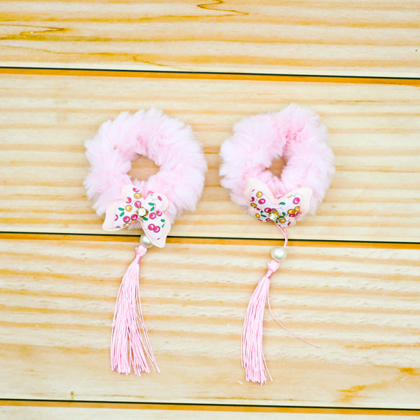 Butterfly Stylish & Fashionable Fancy Faux Fur Girls Hair Scrunchies Set