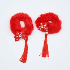 Butterfly Stylish & Fashionable Fancy Faux Fur Girls Hair Scrunchies Set