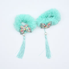 Butterfly Stylish & Fashionable Fancy Faux Fur Girls Hair Scrunchies Set