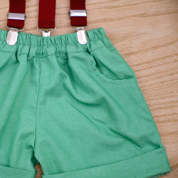 Boys Shirt Shorts & Suspenders Set