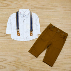 Shirt Pants 2 Piece Boys Suspenders Dress