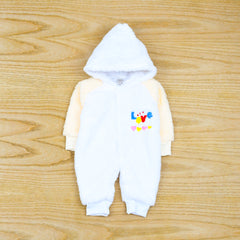 Fleece Jumpsuits Infant Newborn Love Snowsuit Hooded Baby Girl Romper