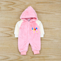 Fleece Jumpsuits Infant Newborn Love Snowsuit Hooded Baby Girl Romper