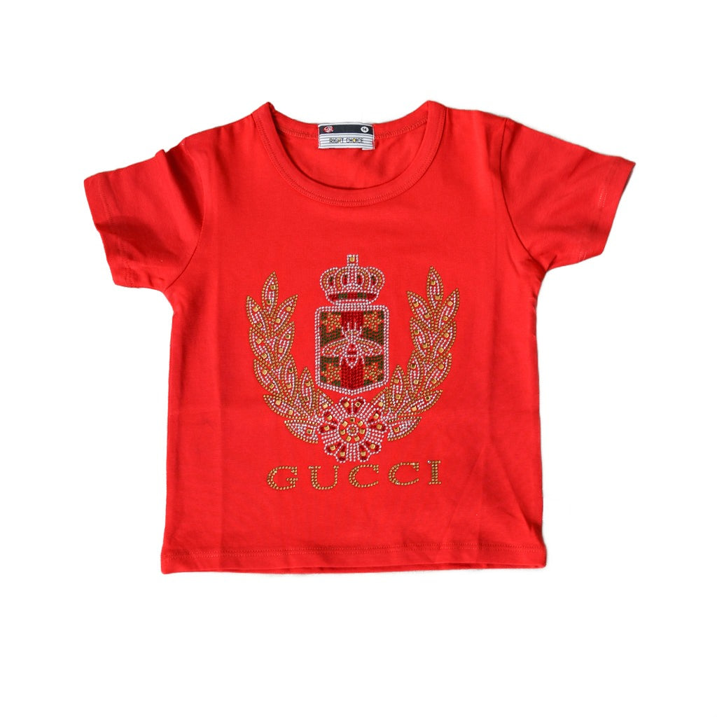 Boys Stone Motive Design T-Shirt Round Neck