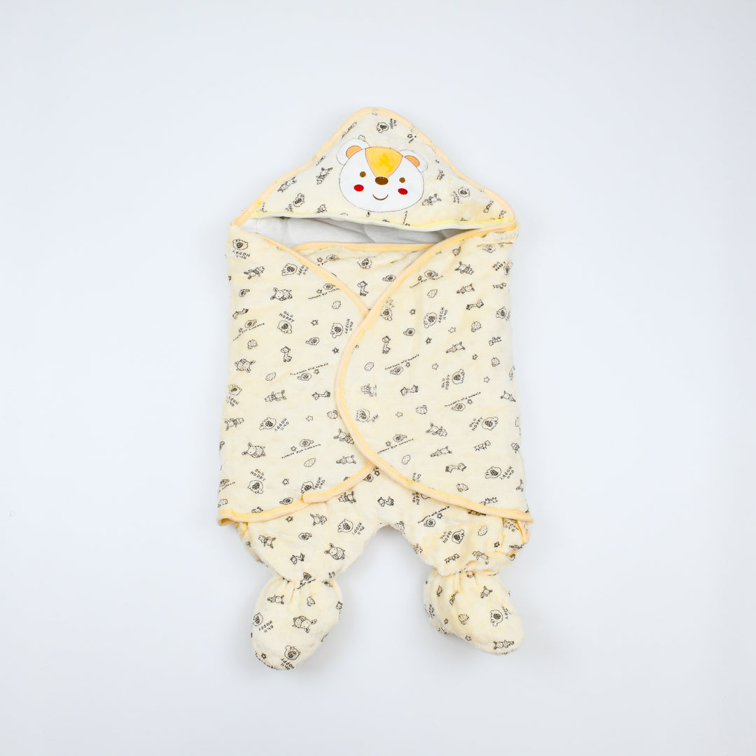 Newborn Baby Receiving Blanket Wearable Cute Bear Swaddle Blanket Flannel Quilted Sleeping Bag