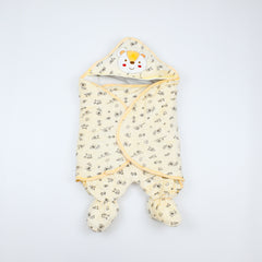 Newborn Baby Receiving Blanket Wearable Cute Bear Swaddle Blanket Flannel Quilted Sleeping Bag