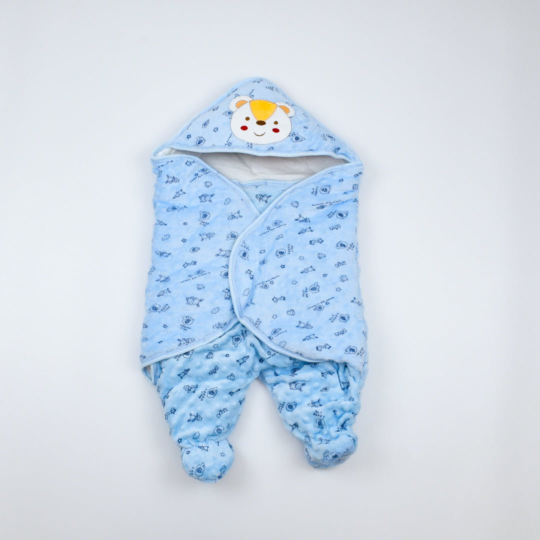 Newborn Baby Receiving Blanket Wearable Cute Bear Swaddle Blanket Flannel Quilted Sleeping Bag