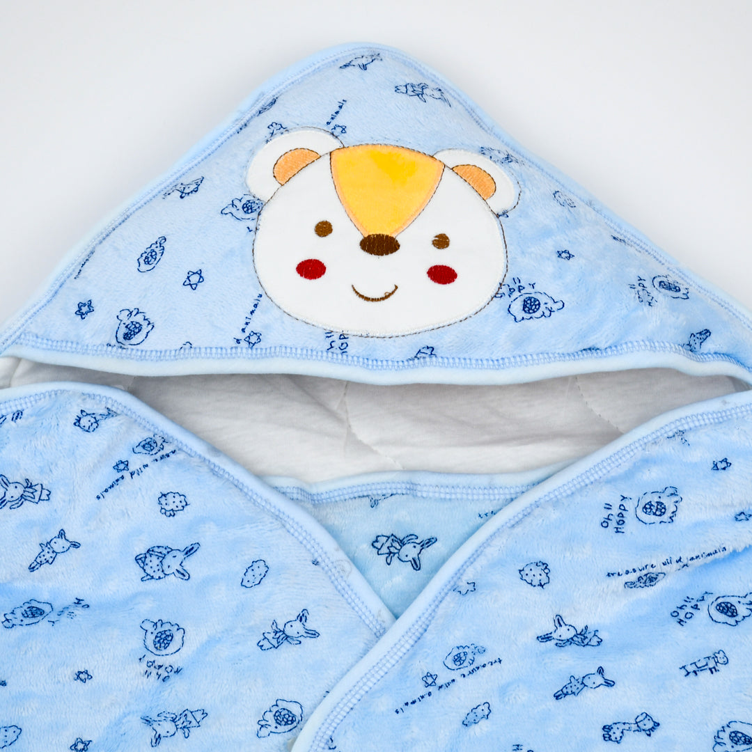 Newborn Baby Receiving Blanket Wearable Cute Bear Swaddle Blanket Flannel Quilted Sleeping Bag