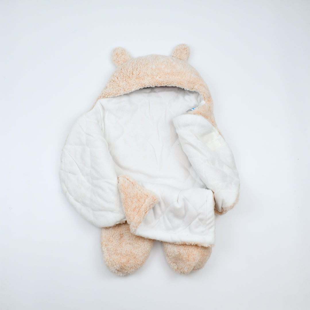 Newborn Baby Receiving Blanket Wearable Cute Bear Swaddle Blanket Flannel Quilted Sleeping Bag