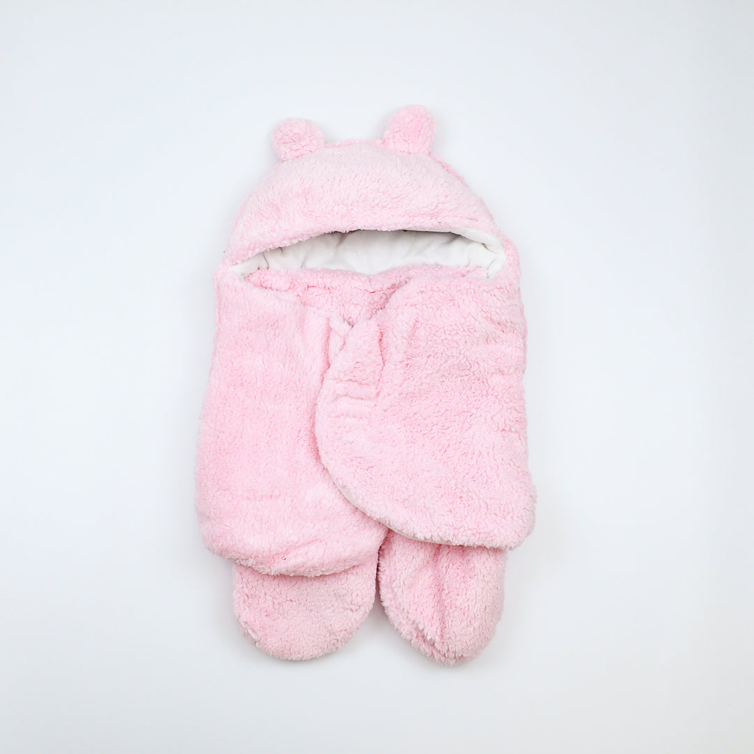 Newborn Baby Receiving Blanket Wearable Cute Bear Swaddle Blanket Flannel Quilted Sleeping Bag