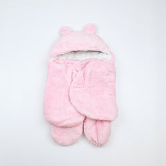 Newborn Baby Receiving Blanket Wearable Cute Bear Swaddle Blanket Flannel Quilted Sleeping Bag