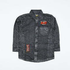 English Collar Black Denim Boy Full Sleeves Shirt