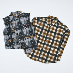 Boy Check Shirt with Black Waist Coat