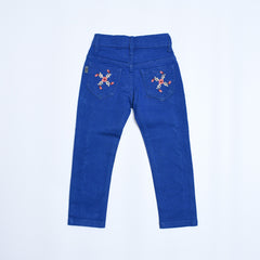 Embroidered Flowers Girl Jeans Pants