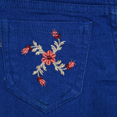 Embroidered Flowers Girl Jeans Pants