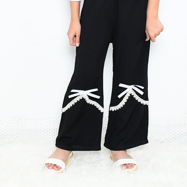 Girl Lace Embellished Bell Bottom Trouser