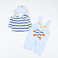 Heavy Quilted Velvet Tiger 2 Piece Baby Boy Baby Girl Dungaree Dress