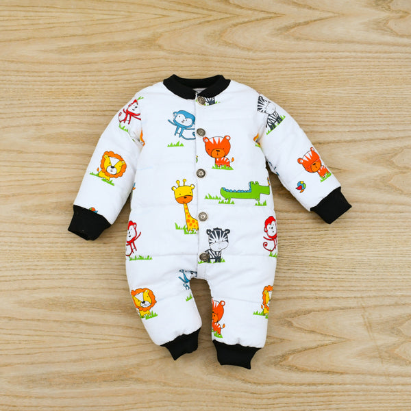 Animal Theme Baby Boy Quilted Jumpsuits Infant Newborn Romper