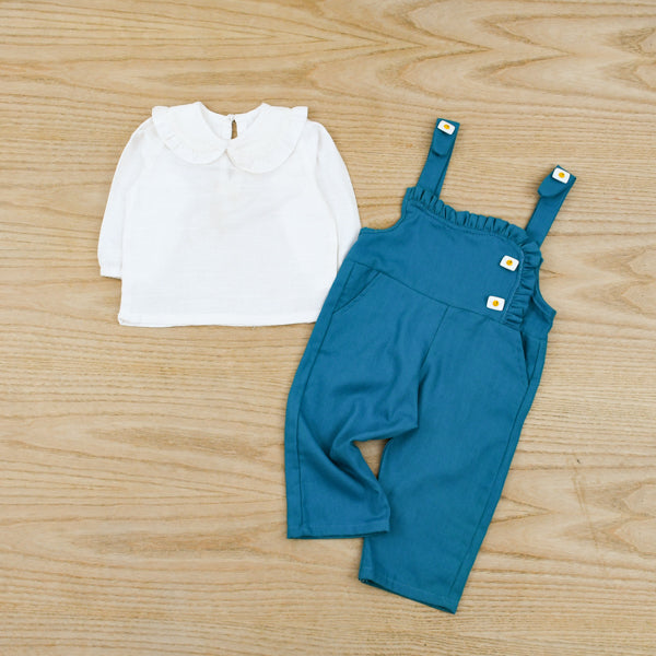 Frilled Jumpsuit Frilled Baby Collar Top 2 Piece Dress