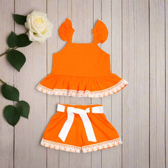 Butterfly Lace Embellished 2 Piece Frock Shorts Baby Girl Toddler Girl Dress