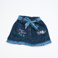 Flower Flower Embroidered Girl Denim Skirt