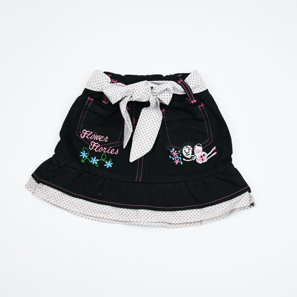 Flower Flower Embroidered Girl Denim Skirt