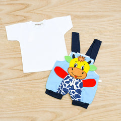 Little Giraffe 2 Piece Baby Boys Dungaree Shorts Shirt Dress