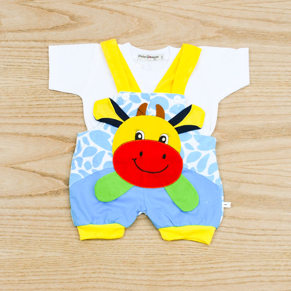 Little Giraffe 2 Piece Baby Boys Dungaree Shorts Shirt Dress