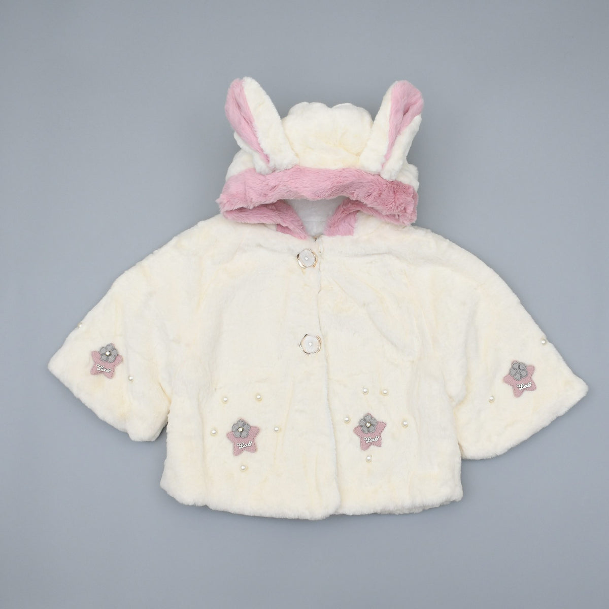 Faux Fur Rabbit Ear Hooded Cloak Cape Coat