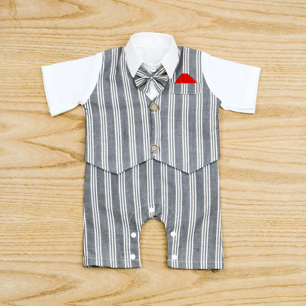 Boys Gentleman Bowtie Formal Romper