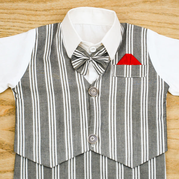 Boys Gentleman Bowtie Formal Romper