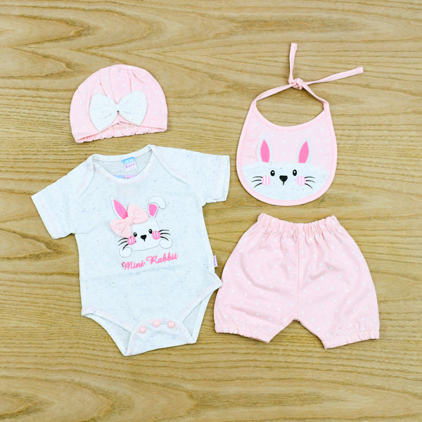 Mini Rabbit New Born Baby Girl 4 Piece Dress