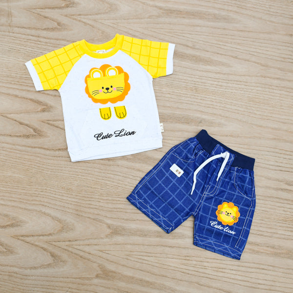 Little Lion 3 Piece Baby Boys Shirt Shorts Cap Dress