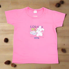 Lovely Rabbit Common Daily Use Summer Half Sleeves Girls T-Shirt