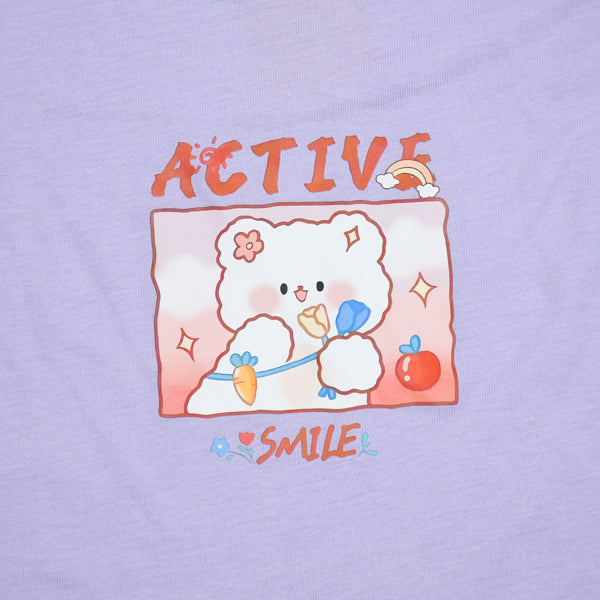 Active Smile Common Daily Use Summer Half Sleeves Girls T-Shirt