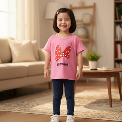 Minnie Bow Common Daily Use Summer Half Sleeves Girls T-Shirt