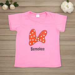 Minnie Bow Common Daily Use Summer Half Sleeves Girls T-Shirt