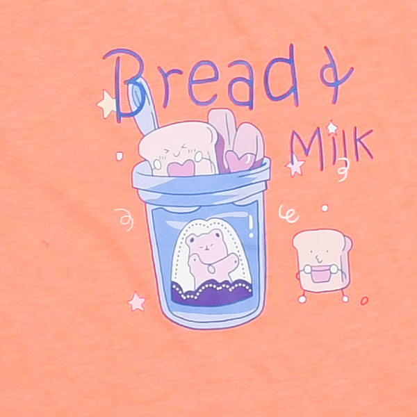 Bread & Milk Common Daily Use Summer Half Sleeves Girls T-Shirt