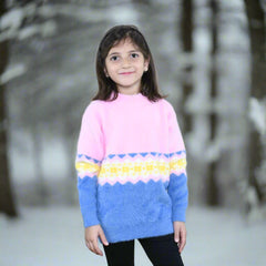 Girls Double Shade Snow Flake Pattern Sweater