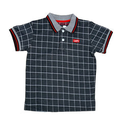 Check Pattern Summer Half Sleeves Boys Polo Shirt