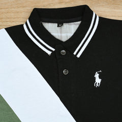 Cross Stripes Pattern Summer Half Sleeves Boys Polo Shirt