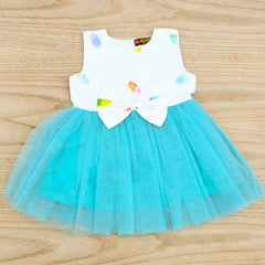 Leafy Pastel Print Sleeveless Cotton Mesh Tutu Frock