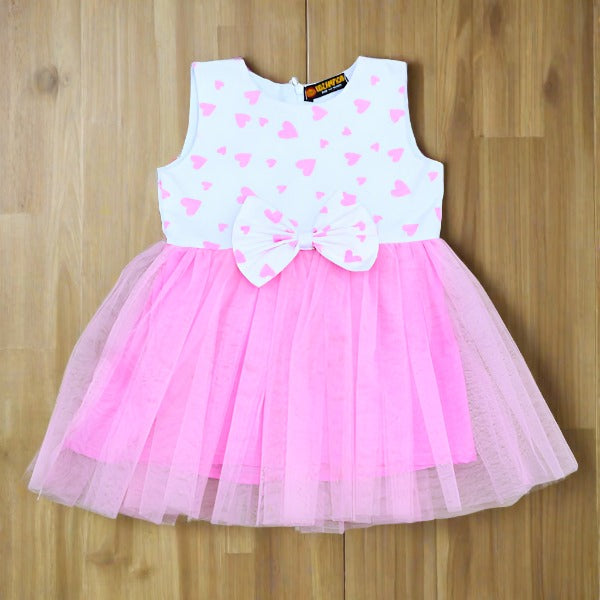 Wonderful Hearts Sleeveless Cotton Mesh Tutu Frock