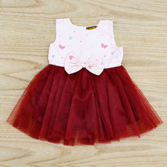 Little Colorful Butterfly Sleeveless Cotton Mesh Tutu Frock