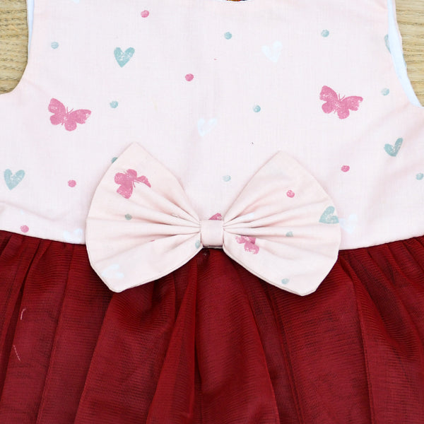 Little Colorful Butterfly Sleeveless Cotton Mesh Tutu Frock