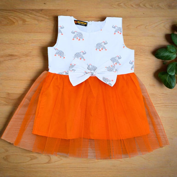 Fun Loving Little Elee Sleeveless Cotton Mesh Tutu Frock