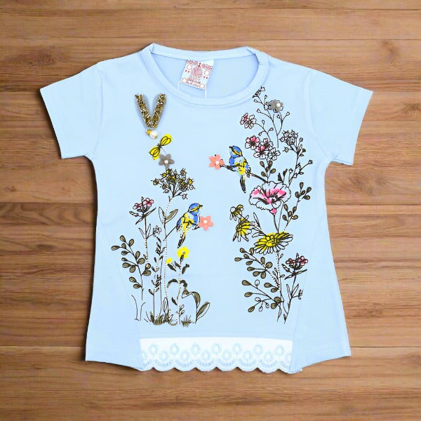 Lovely Forest Outdoor Summer Half Sleeves Girls T-Shirt